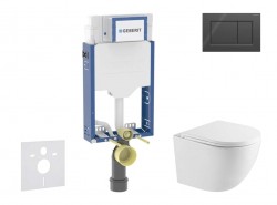 GEBERIT - Kombifix Set předstěnové instalace, klozetu Oudee a sedátka softclose, tlačítko Sigma20, černá lesk/černá mat (SANI15CA5147)