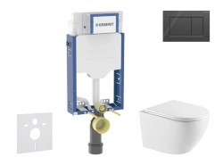 GEBERIT - Kombifix Set předstěnové instalace, klozetu Oudee a sedátka softclose, tlačítko Sigma20, černá lesk/černá mat (SANI15CA5157)