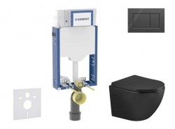 GEBERIT - Kombifix Set předstěnové instalace, klozetu Oudee a sedátka softclose, tlačítko Sigma20, černá lesk/černá mat (SANI15CA5506)