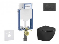 GEBERIT - Kombifix Set předstěnové instalace, klozetu Oudee a sedátka softclose, tlačítko Sigma20, černá lesk/černá mat (SANI15CA5507)