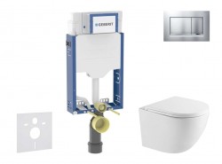 GEBERIT - Kombifix Set předstěnové instalace, klozetu Oudee a sedátka softclose, tlačítko Sigma20, lakovaný chrom mat/chrom (SANI15CA2101)