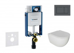 GEBERIT - Kombifix Set předstěnové instalace, klozetu Oudee a sedátka softclose, tlačítko Sigma20, matná černá/černá (SANI15CA5104)
