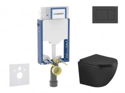 GEBERIT - Kombifix Set předstěnové instalace, klozetu Oudee a sedátka softclose, tlačítko Sigma20, matná černá/černá (SANI15CA5503)