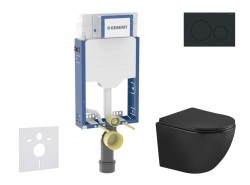GEBERIT - Kombifix Set předstěnové instalace, klozetu Oudee a sedátka softclose, tlačítko Sigma20, matná černá/černá (SANI15CA5505)