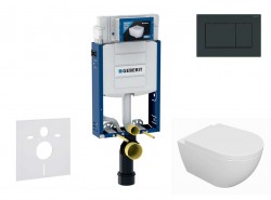 GEBERIT - Kombifix Set předstěnové instalace, klozetu Oudee a sedátka softclose, tlačítko Sigma30, černá lesk/černá mat (SANI15CA5111)