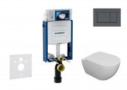 GEBERIT - Kombifix Set předstěnové instalace, klozetu Oudee a sedátka softclose, tlačítko Sigma30, matná černá/černá (SANI15CA5100)