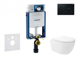 GEBERIT - Kombifix Set předstěnové instalace, klozetu Oudee Vortex a sedátka softclose, tlačítko Sigma01, černá (SANI15CA5135)