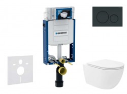 GEBERIT - Kombifix Set předstěnové instalace, klozetu Oudee Vortex a sedátka softclose, tlačítko Sigma20, černá lesk/černá mat (SANI15CA5143)