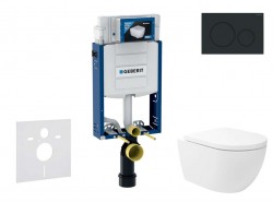 GEBERIT - Kombifix Set předstěnové instalace, klozetu Oudee Vortex a sedátka softclose, tlačítko Sigma20, matná černá/černá (SANI15CA5136)
