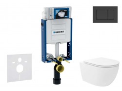GEBERIT - Kombifix Set předstěnové instalace, klozetu Oudee Vortex a sedátka softclose, tlačítko Sigma20, matná černá/černá (SANI15CA5139)