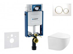 GEBERIT - Kombifix Set předstěnové instalace, kompaktního klozetu Gaia a sedátka softclose, tlačítko Sigma20, bílá/pozlacená (SANI15CA3128)