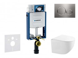 GEBERIT - Kombifix Set předstěnové instalace, kompaktního klozetu Gaia a sedátka softclose, tlačítko Sigma20, nerez (SANI15CA6103)