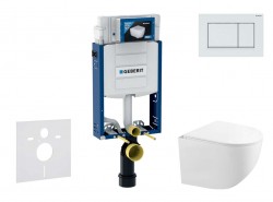 GEBERIT - Kombifix Set předstěnové instalace, kompaktního klozetu Gaia a sedátka softclose, tlačítko Sigma30, bílá/bílá mat (SANI15CA3130)