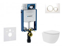 GEBERIT - Kombifix Set předstěnové instalace, kompaktního klozetu Oudee Vortex a sedátka softclose, tlačítko Sigma20, bílá/pozlacená (SANI15CA3137)