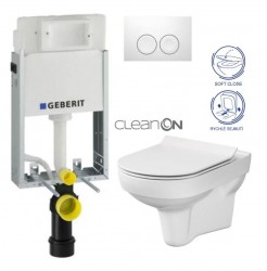 GEBERIT KOMBIFIXBasic vč. bílého tlačítka DELTA 21 + WC CERSANIT CITY NEW CLEANON + WC SEDÁTKO SLIM (110.100.00.1 21BI CI2)