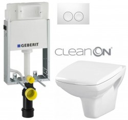 GEBERIT KOMBIFIXBasic vč. bílého tlačítka DELTA 21 + WC CERSANIT CLEANON CARINA  + SEDÁTKO (110.100.00.1 21BI CA1)