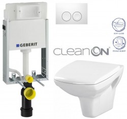 GEBERIT KOMBIFIXBasic vč. bílého tlačítka DELTA 21 + WC CERSANIT CLEANON CARINA + SEDÁTKO (110.100.00.1 21BI CA2)