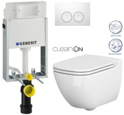 GEBERIT KOMBIFIXBasic vč. bílého tlačítka DELTA 21 + WC CERSANIT CLEANON CASPIA + SEDÁTKO (110.100.00.1 21BI CP1)