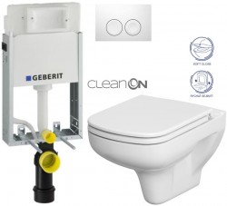 GEBERIT KOMBIFIXBasic vč. bílého tlačítka DELTA 21 + WC CERSANIT CLEANON COLOUR + SEDÁTKO (110.100.00.1 21BI CN1)