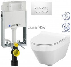 GEBERIT KOMBIFIXBasic vč. bílého tlačítka DELTA 21 + WC CERSANIT CLEANON CREA OVÁL + SEDÁTKO (110.100.00.1 21BI CR1)