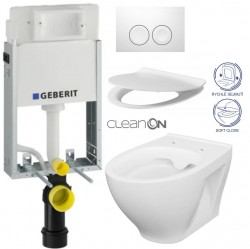 GEBERIT KOMBIFIXBasic vč. bílého tlačítka DELTA 21 + WC CERSANIT CLEANON MODUO + SEDÁTKO (110.100.00.1 21BI MO1)