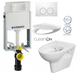GEBERIT KOMBIFIXBasic vč. bílého tlačítka DELTA 21 + WC CERSANIT CLEANON PARVA + SEDÁTKO (110.100.00.1 21BI PA2)