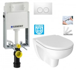 GEBERIT KOMBIFIXBasic vč. bílého tlačítka DELTA 21 + WC JIKA LYRA PLUS RIMLESS + SEDÁTKO DURAPLAST SLOWCLOSE (110.100.00.1 21BI LY2)