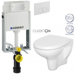 GEBERIT KOMBIFIXBasic vč. bílého  tlačítka DELTA 50 + WC CERSANIT ARTECO CLEANON + SEDÁTKO (110.100.00.1 50BI AT1)