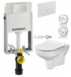 GEBERIT KOMBIFIXBasic vč. bílého  tlačítka DELTA 50 + WC CERSANIT CITY NEW CLEANON + WC SEDÁTKO SLIM (110.100.00.1 50BI CI2)