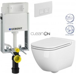 GEBERIT KOMBIFIXBasic vč. bílého  tlačítka DELTA 50 + WC CERSANIT CLEANON CASPIA + SEDÁTKO (110.100.00.1 50BI CP1)