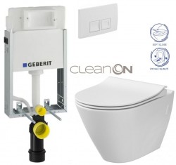 GEBERIT KOMBIFIXBasic vč. bílého  tlačítka DELTA 50 + WC CERSANIT CLEANON CITY (110.100.00.1 50BI CI1)