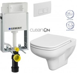 GEBERIT KOMBIFIXBasic vč. bílého  tlačítka DELTA 50 + WC CERSANIT CLEANON COLOUR + SEDÁTKO (110.100.00.1 50BI CN1)
