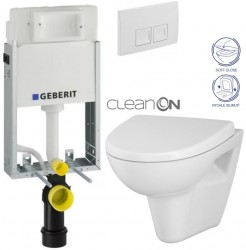 GEBERIT KOMBIFIXBasic vč. bílého  tlačítka DELTA 50 + WC CERSANIT CLEANON PARVA + SEDÁTKO (110.100.00.1 50BI PA1)