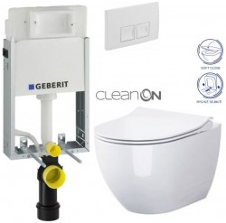 GEBERIT KOMBIFIXBasic vč. bílého  tlačítka DELTA 50 + WC CERSANIT ZEN CLEANON + SEDÁTKO (110.100.00.1 50BI HA1)