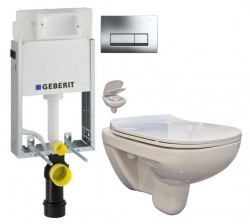 GEBERIT KOMBIFIXBasic vč. chromového tlačítka DELTA 51 + WC bez oplachového kruhu Edge + SEDÁTKO (110.100.00.1 51CR EG1)