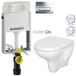 GEBERIT KOMBIFIXBasic vč. chromového tlačítka DELTA 51 + WC CERSANIT ARTECO CLEANON + SEDÁTKO (110.100.00.1 51CR AT1)