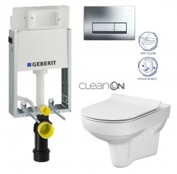 GEBERIT KOMBIFIXBasic vč. chromového tlačítka DELTA 51 + WC CERSANIT CITY NEW CLEANON + WC SEDÁTKO SLIM (110.100.00.1 51CR CI2)