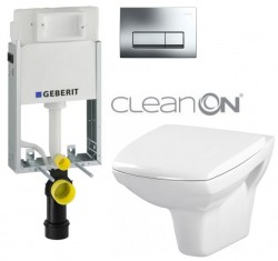 GEBERIT KOMBIFIXBasic vč. chromového tlačítka DELTA 51 + WC CERSANIT CLEANON CARINA  + SEDÁTKO (110.100.00.1 51CR CA1)