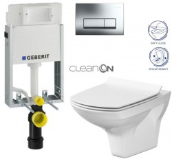 GEBERIT KOMBIFIXBasic vč. chromového tlačítka DELTA 51 + WC CERSANIT CLEANON CARINA + SEDÁTKO (110.100.00.1 51CR CA3)