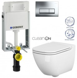 GEBERIT KOMBIFIXBasic vč. chromového tlačítka DELTA 51 + WC CERSANIT CLEANON CASPIA + SEDÁTKO (110.100.00.1 51CR CP1)