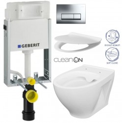 GEBERIT KOMBIFIXBasic vč. chromového tlačítka DELTA 51 + WC CERSANIT CLEANON MODUO + SEDÁTKO (110.100.00.1 51CR MO1)