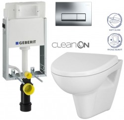 GEBERIT KOMBIFIXBasic vč. chromového tlačítka DELTA 51 + WC CERSANIT CLEANON PARVA + SEDÁTKO (110.100.00.1 51CR PA1)