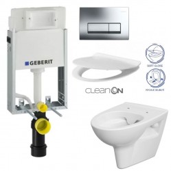 GEBERIT KOMBIFIXBasic vč. chromového tlačítka DELTA 51 + WC CERSANIT CLEANON PARVA + SEDÁTKO (110.100.00.1 51CR PA2)