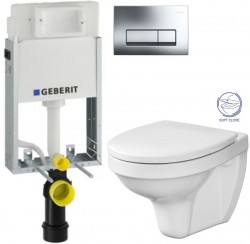 GEBERIT KOMBIFIXBasic vč. chromového tlačítka DELTA 51 + WC CERSANIT DELFI + SOFT SEDÁTKO (110.100.00.1 51CR DE2)
