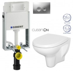 GEBERIT KOMBIFIXBasic vč. matného tlačítka DELTA 25 + WC CERSANIT ARTECO CLEANON + SEDÁTKO (110.100.00.1 21MA AT1)
