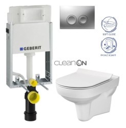 GEBERIT KOMBIFIXBasic vč. matného tlačítka DELTA 25 + WC CERSANIT CITY NEW CLEANON + WC SEDÁTKO SLIM (110.100.00.1 21MA CI2)