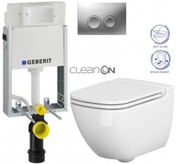 GEBERIT KOMBIFIXBasic vč. matného tlačítka DELTA 25 + WC CERSANIT CLEANON CASPIA + SEDÁTKO (110.100.00.1 21MA CP1)