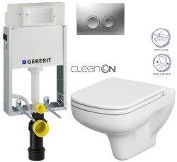 GEBERIT KOMBIFIXBasic vč. matného tlačítka DELTA 25 + WC CERSANIT CLEANON COLOUR + SEDÁTKO (110.100.00.1 21MA CN1)