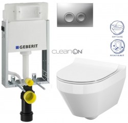 GEBERIT KOMBIFIXBasic vč. matného tlačítka DELTA 25 + WC CERSANIT CLEANON CREA OVÁL + SEDÁTKO (110.100.00.1 21MA CR1)