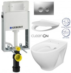 GEBERIT KOMBIFIXBasic vč. matného tlačítka DELTA 25 + WC CERSANIT CLEANON MODUO + SEDÁTKO (110.100.00.1 21MA MO1)